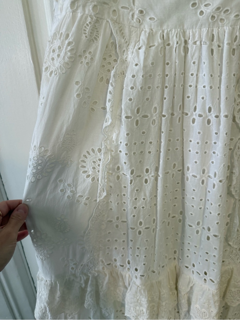 LoveShackFancy Antonella White Eyelet Midi Dress - Picture 6 of 9